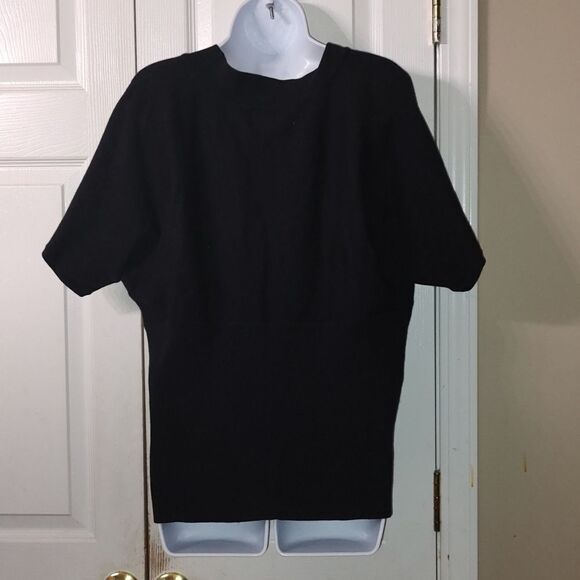 Lane Bryant black v neck ribbed wide band waist short sleeve sweater Sz 18/20 - Picture 4 of 5